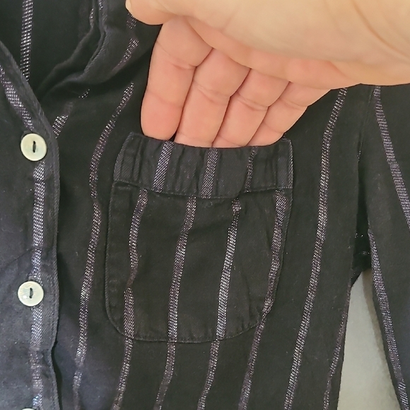 VICTORIA'S SECRET Women's Black Striped Pajama Top Shirt - Size X-Small - Picture 2 of 8